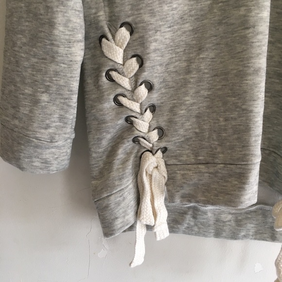 Into Gray Vneck Braided Sweater - Picture 2 of 4